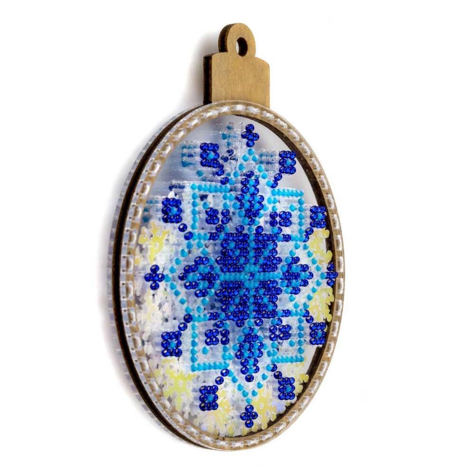 Wonderland Crafts Pink & Blue Snowflake Ball Ornament Bead Embroidery Kit
